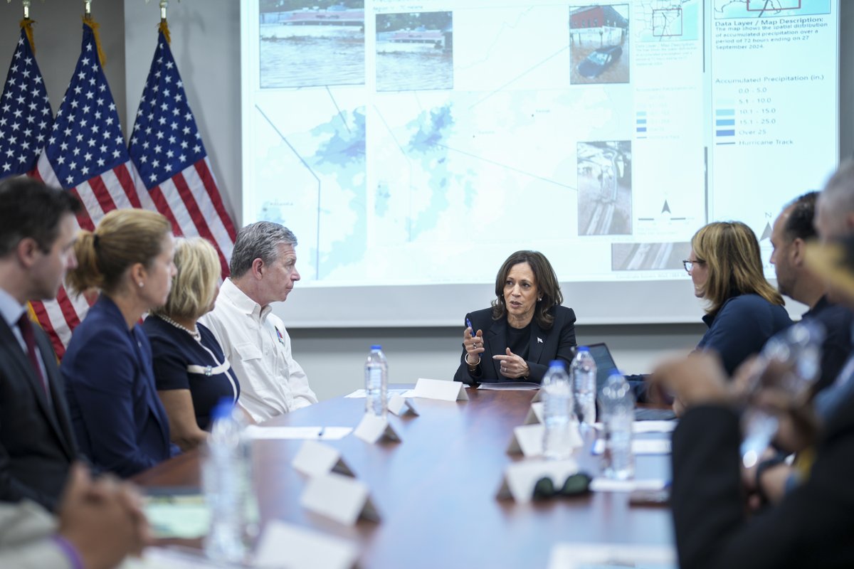 This weekend, Vice President Harris traveled to North Carolina to meet with state and local officials, first responders, impacted families, and volunteers and reaffirmed our Administration’s commitment to every community affected by Hurricane Helene.
