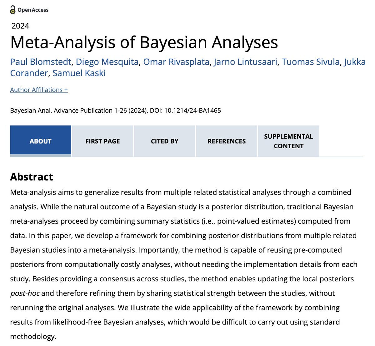 📢 Advance publication in Bayesian Analysis
projecteuclid.org/journals/bayes…