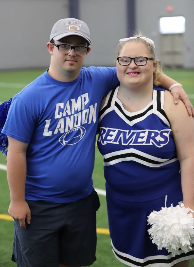 DawnBonsall's tweet photo. @nonpareilonline Rylee Bonsall loves her Reiver Cheer team! It was a great day to celebrate Down Syndrome Awareness! https://t.co/lbaKdNmc0G