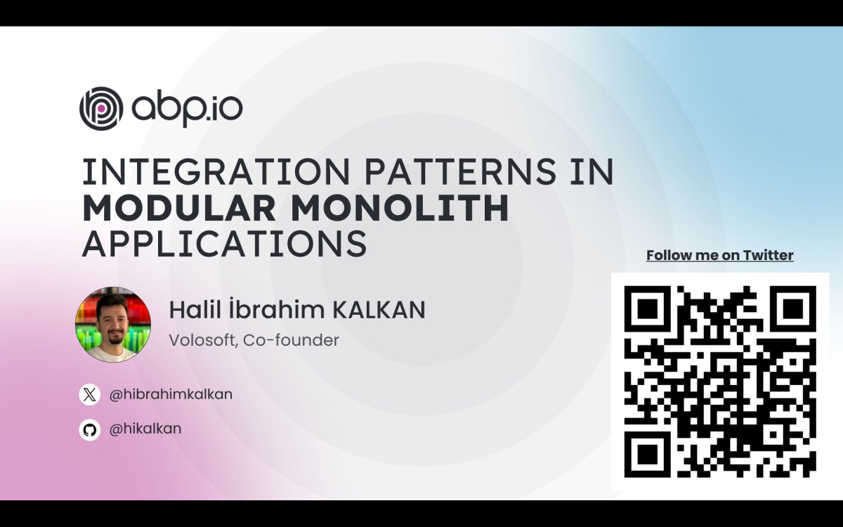 hibrahimkalkan's tweet image. 12 Ekim Cumartesi günü #DevnotSummit 2024 etkinliğinde &quot;INTEGRATION PATTERNS IN MODULAR MONOLITH APPLICATIONS&quot; başlıklı bir konuşmam olacak.

Biletler için 👉 summit.devnot.com/#ts-pricing