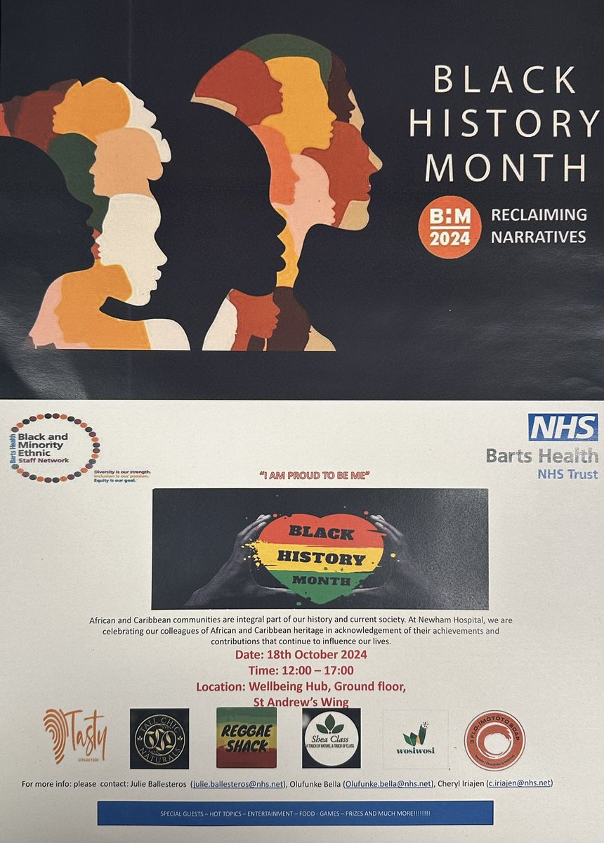 Julie Ballesteros (@julietb08) on Twitter photo Countdown to our Black History Month @newhamuniversityhospital
Reclaiming the Narrative!!!
<a href="/BartsHealthBME/">Barts Black & Minority Ethnic Network</a> <a href="/bhmuk/">Black History Month 2025</a> <a href="/NHSBartsHealth/">Barts Health</a> <a href="/mari_sha40/">Shannon Anderson</a> <a href="/FunkeBella/">FabulousFunky🤗</a> <a href="/DelvirMehet/">Del Mehet</a> <a href="/CatrionaRowland/">Catriona (Catrina)💙 #BHWellbeing</a> <a href="/S_AshtonNHS/">Simon Ashton</a> <a href="/atabraham/">Ajit Abraham</a> <a href="/shanedegaris/">Shane Degaris</a> <a href="/CAlexanderNHS/">Caroline Alexander</a> Countdown to our Black History Month @newhamuniversityhospital
Reclaiming the Narrative!!!
<a href="/BartsHealthBME/">Barts Black & Minority Ethnic Network</a> <a href="/bhmuk/">Black History Month 2025</a> <a href="/NHSBartsHealth/">Barts Health</a> <a href="/mari_sha40/">Shannon Anderson</a> <a href="/FunkeBella/">FabulousFunky🤗</a> <a href="/DelvirMehet/">Del Mehet</a> <a href="/CatrionaRowland/">Catriona (Catrina)💙 #BHWellbeing</a> <a href="/S_AshtonNHS/">Simon Ashton</a> <a href="/atabraham/">Ajit Abraham</a> <a href="/shanedegaris/">Shane Degaris</a> <a href="/CAlexanderNHS/">Caroline Alexander</a>
