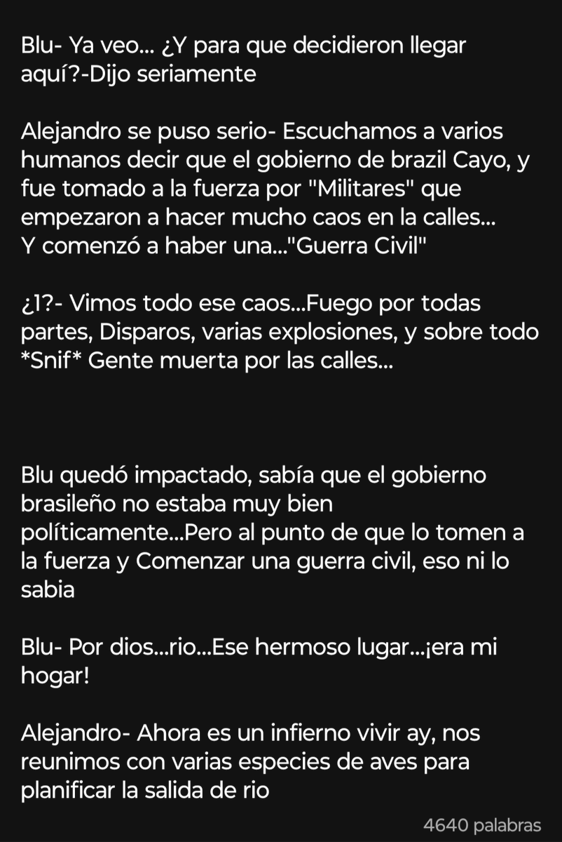 TLG_2024's tweet photo. Aquí otro adelanto de "Amarga sorpresa"
Aclaro que este capítulo sera largo, por lo que quizas se estrene hoy o mañana
(Miren las palabras abajo del último guión)
#rio2 #Rio2 #Blu #Fanfic #Watppad https://t.co/Atof3OGe7x