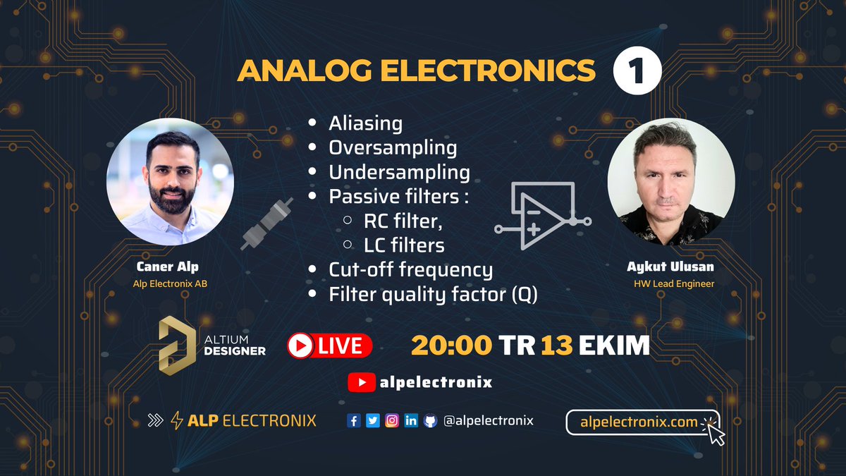 cneralp's tweet image. Canlı yayın 📣

Analog Electronics - Pasif Filtreler | Aykut Ulusan - 1

13 Ekim Saat 20&apos;de. 

youtube.com/live/KvX-B_8om…

#electronics #analog #opamp #filter #passive