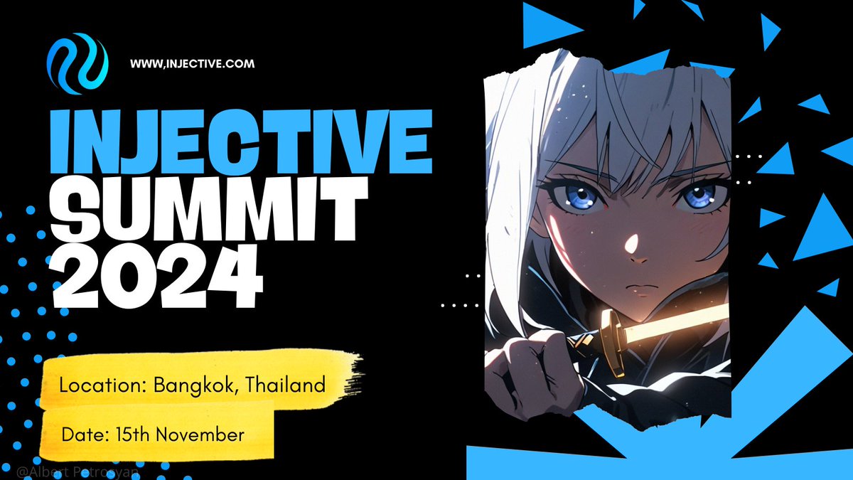 APetrosan27568's tweet photo. 🚩Don't miss #InjectiveSummit2024 in Bangkok! Join
@Injective to shape the blockchain future. 🔵
✅Register now 👉 https://t.co/Lo69vad1hg
#INJ | $INJ | #Injective | #Injective https://t.co/NVbi2zIAjw