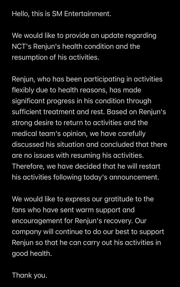 my25thofaugust's tweet photo. “based on renjun’s strong desire to return to activities” MY AEGI 😭😭😭 https://t.co/Nk7eeDOoel
