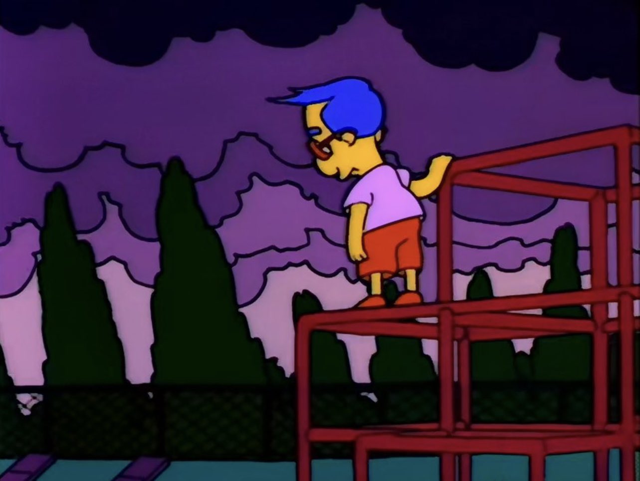 Milhouse staring at the ground