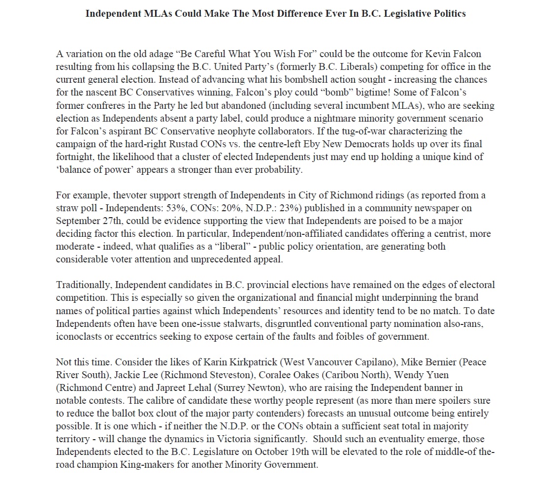 HerbSDhaliwal's tweet photo. Independent MLAs could make the most Dldifference ever in B.C. legislative politics

Check out my thoughts below

@bcpoli, @canpoli, @herbsdhaliwal, @kirkpatrickwvc, @votejapreet, @jackielee, @coraleeoakes, @wendy_yuan, @jackiekmlee, @marissenmark, @BCMikeMcD, @42kareemallam https://t.co/Wyd8Euzt3x
