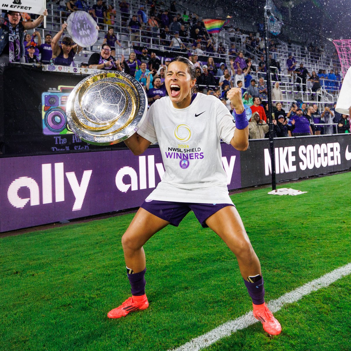 NWSL's tweet photo. Be part of @ORLPride's historic moment!

🛍️ Shop the 2024 NWSL Shield Winners shirt now at https://t.co/6tpMtRxKDU https://t.co/hHWgpQNlwZ
