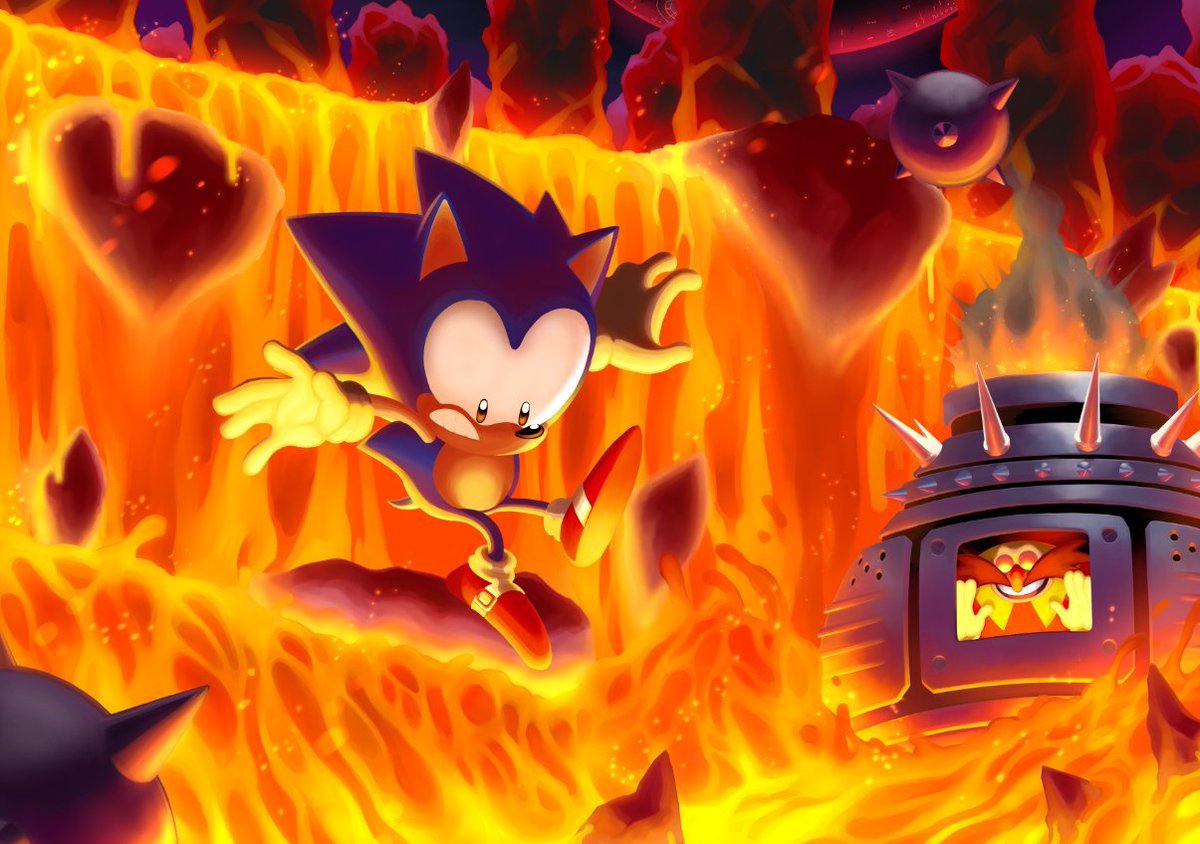 Ravrous's tweet photo. Sonic is really feeling the heat! #sonicthehedgehog3 #lavareefzone #sonicfanart https://t.co/DHzkXMcca5