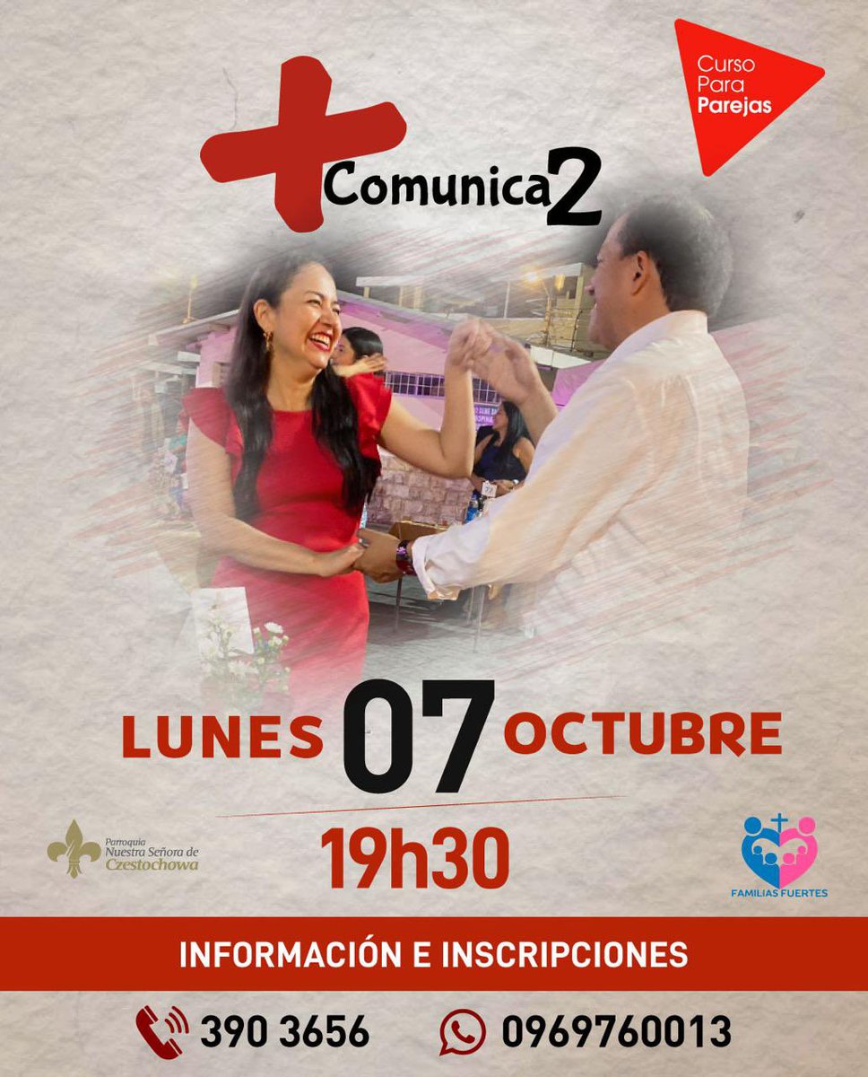 CzestochowaEc's tweet image. Para parejas que quieran aprender a comunicarse mejor.
#CzestochowaEsFamilia #Comunicados #Parejas