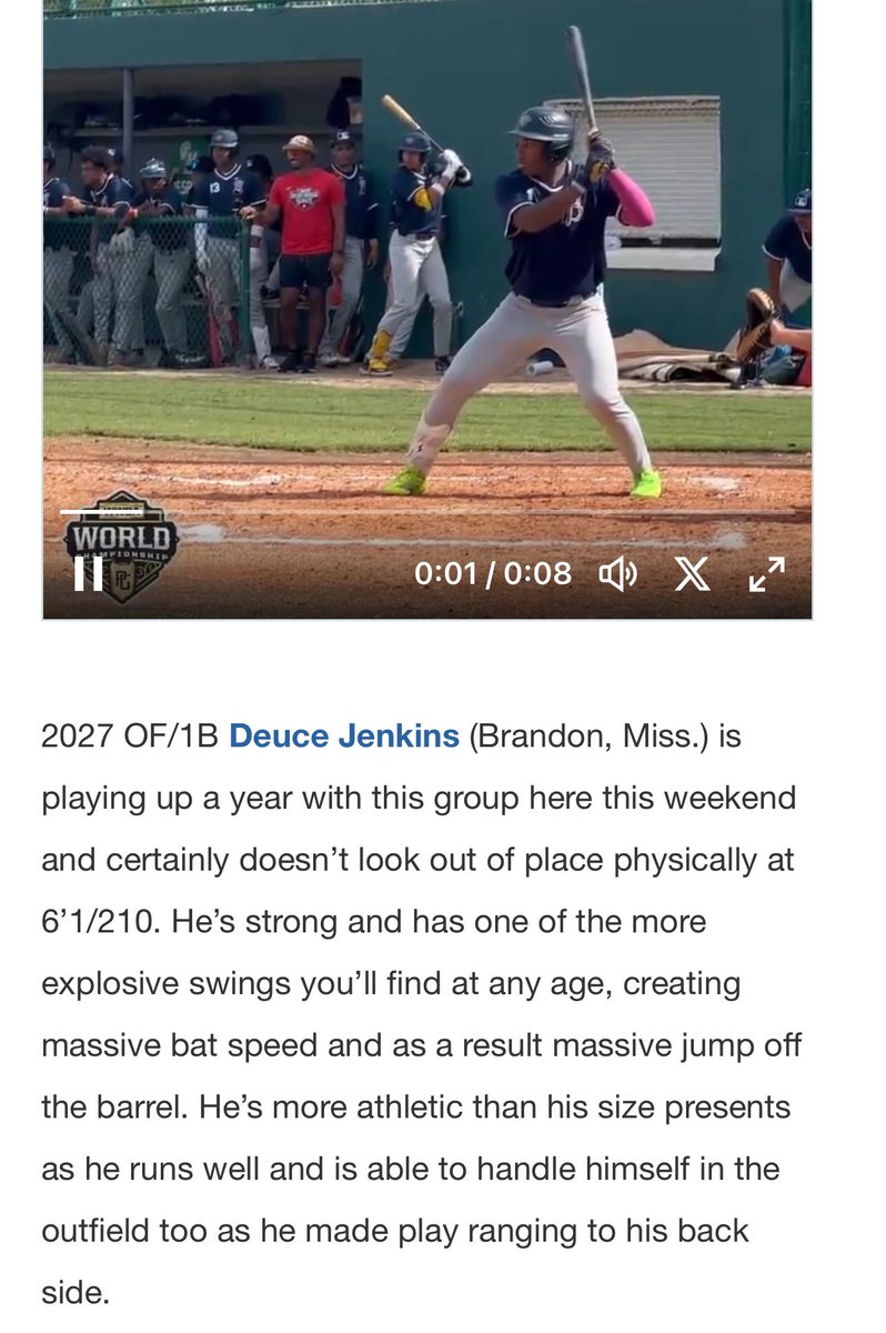 deuce_jenkins's tweet photo. Thank you for the write up!! 🫡
@TRussoPG @PG_Scouting @PG_DeepSouth ⚾️🌴
@MLBDevelops #wwbaunderclass