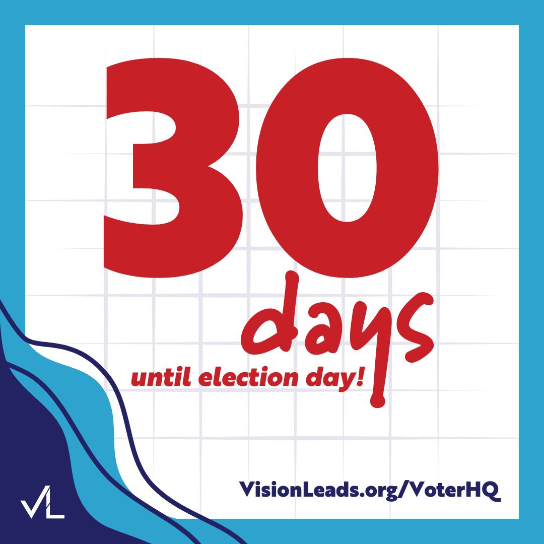 Today marks 30 days until Election Day! Make sure you’re ready to vote— head over to VisionLeads.org/VoterHQ for everything you need! #IowaVoter #VisionLeads #Vote #TheVotersAreComing