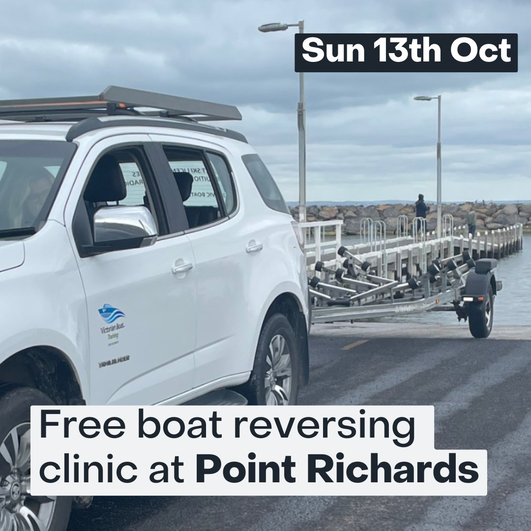 To help new boaters or those who simply want to brush up on their skills, Better Boating Victoria is hosting a trailer reversing clinic at Point Richards boat ramp on Sunday 13th October. Anyone can participate and the sessions are free! Book a spot at betterboating.vic.gov.au/news/clinics.