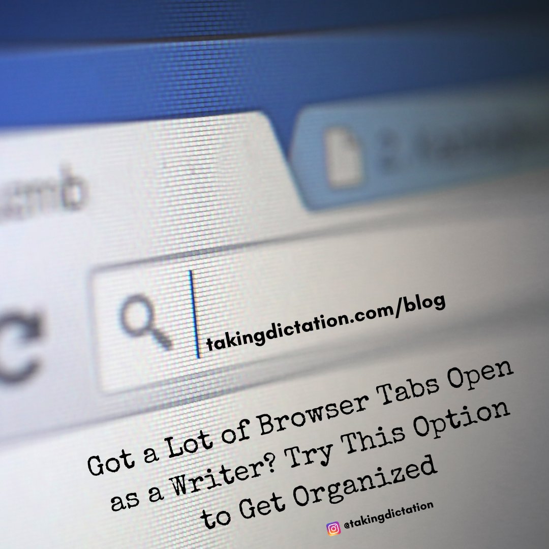 Drowning in #BrowserTabs through your #Writing projects? There's a simple way to make them manageable. 

Got a Lot of Browser Tabs Open as a #Writer? Try This Option to #GetOrganized
tinyurl.com/yz4hcbd3

#WritingCommunity #Organization