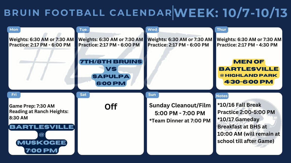 Weekly Schedule
#EAT