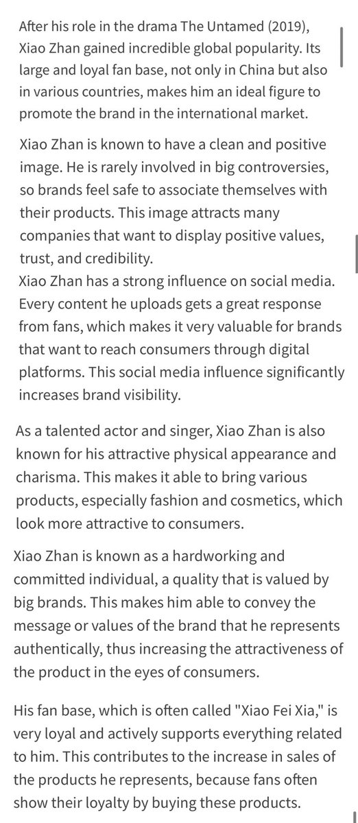 Indonesian media KapanLagi wrote a beautiful article about #XiaoZhan and his top value as ambassador. 

~ 7 Reasons Xiao Zhan Becomes the First Choice of Famous Brands: Global Charm to Positive Image ~

“Xiao Zhan is now one of the most sought-after brand ambassadors by various