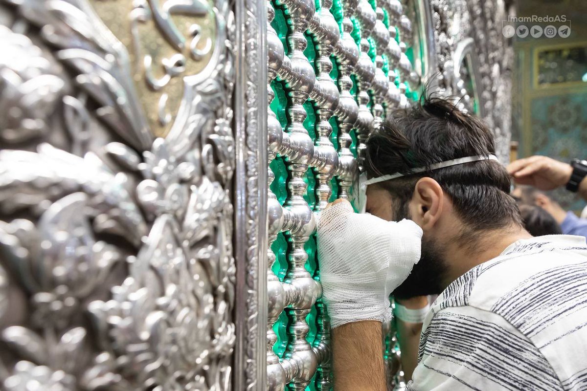 bmroue's tweet photo. A man who was wounded in last month’s pagers explosions in #Lebanon visits the holy Shiite shrine of Imam Ali al-Rida in #Mashhad, #Iran. Dozens of the nearly 3,000 people wounded in communication devices explosions in mid-September were taken for treatment in Iran. https://t.co/YBXqeZLGFv