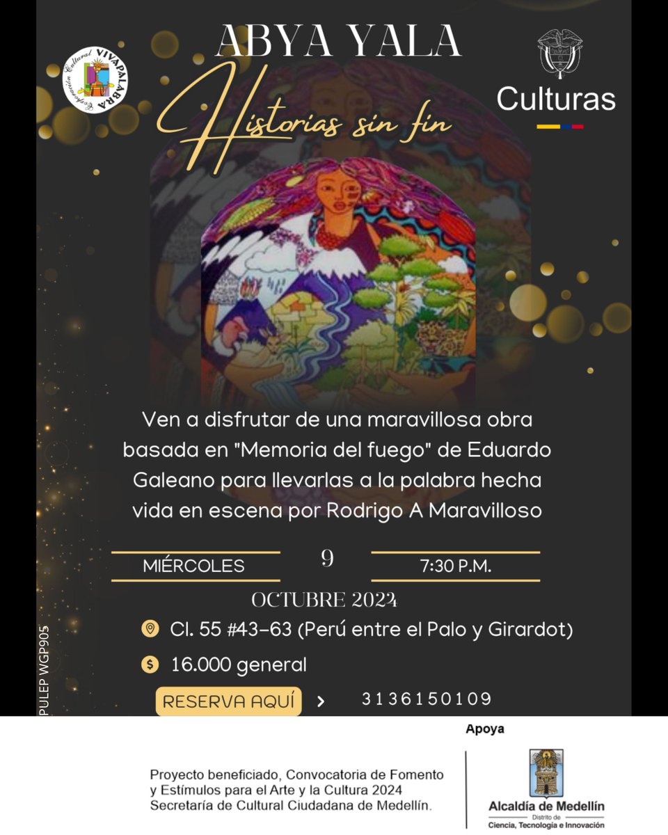 VIVAPALABRA's tweet photo. En la segunda semana de octubre tendremos Abya Yala con @RodrigoMaravilloso y chismes con doña Bertica que contará La Gringada de Séfora en @VIVAPALABRA programación apoyada por @mincultura  y @AlcaldiadeMed https://t.co/CruCFPfexb