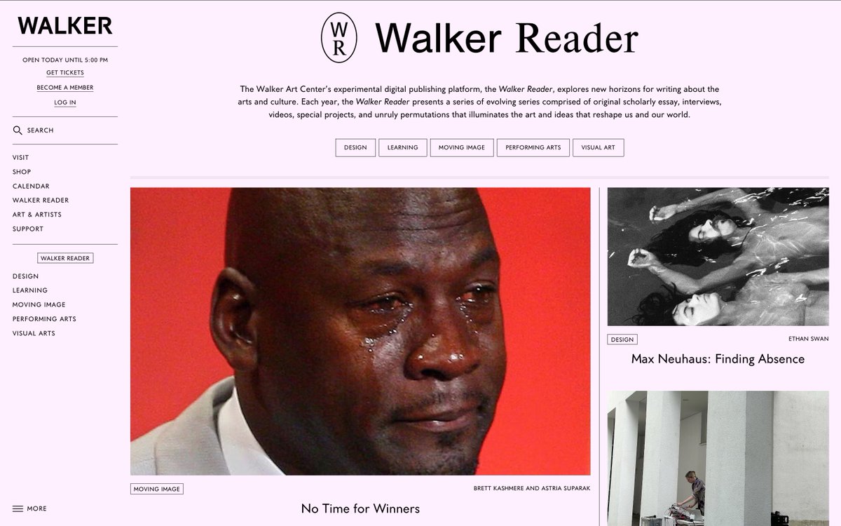 brett_kashmere's tweet photo. New essay for @walkerartcenter's Walker Reader, co-written with @AstriaSuparak, takes up the #CryingJordan meme in the context of 21st-century sports media and fanship. 

Our sports film series, "The Game is Not the Thing," launches this coming Friday!

🔗https://t.co/g9vsr2vCdY https://t.co/l6e78eQg6V
