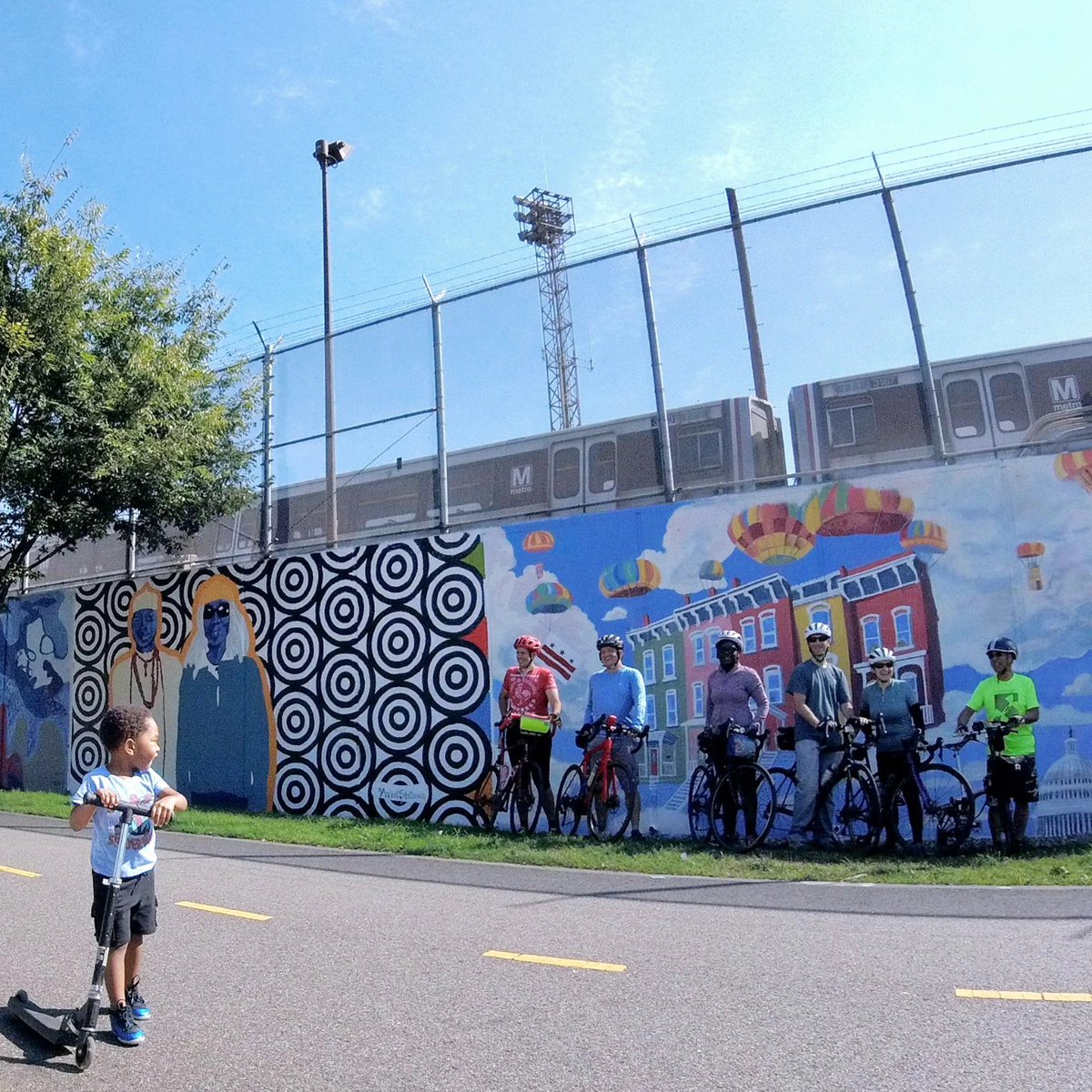 Chris_Roell's tweet photo. On today's Urban Adventure Bicycle Ride, we checked out the North Corner Boundary Stone, some murals, and stopped by the U.S Capitol! #bikedc #uabicycleride #urbanadventureride #WashingtonDC https://t.co/9dKDWpULLY