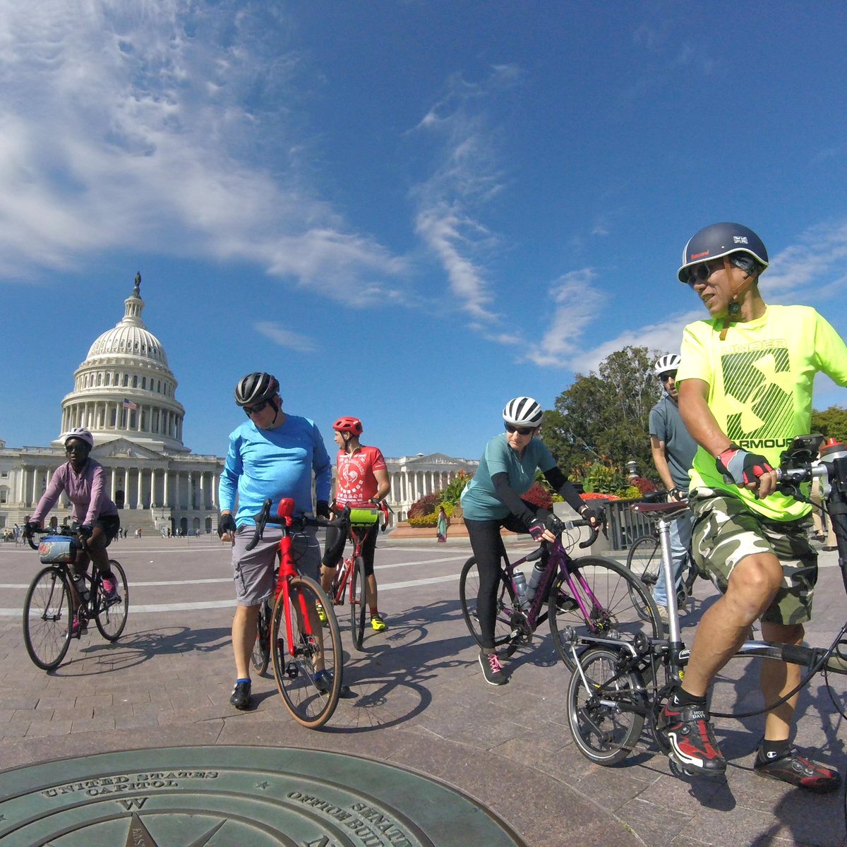 Chris_Roell's tweet photo. On today's Urban Adventure Bicycle Ride, we checked out the North Corner Boundary Stone, some murals, and stopped by the U.S Capitol! #bikedc #uabicycleride #urbanadventureride #WashingtonDC https://t.co/9dKDWpULLY