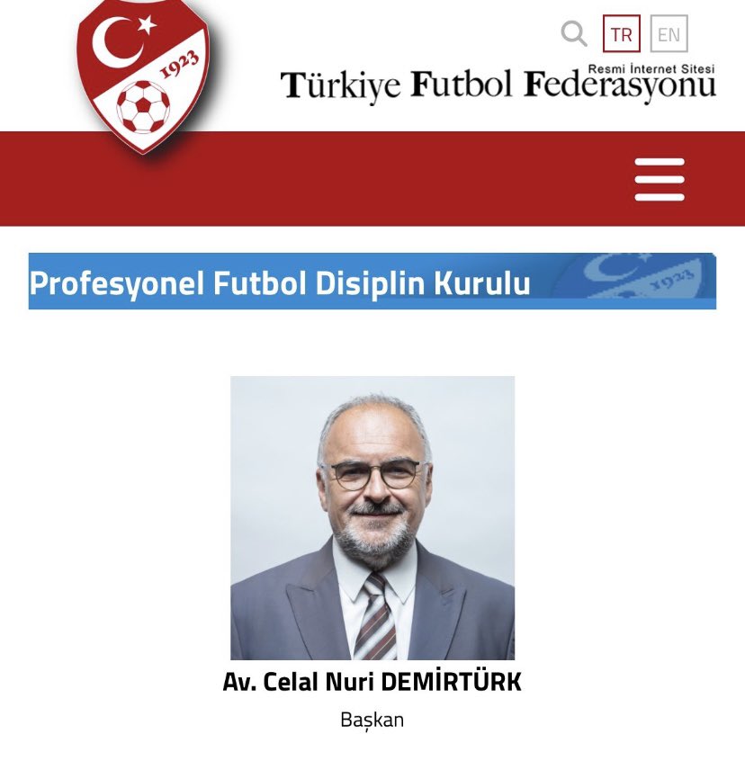 Bu zatın başında olduğu kurum Okan Buruka ceza veremez
Üzücü durum bu zatlar Hukukçu…
Hukuk bir gün herkese lazım olacak bunu unutmayın
<a href="/TFF_Org/">TFF</a>