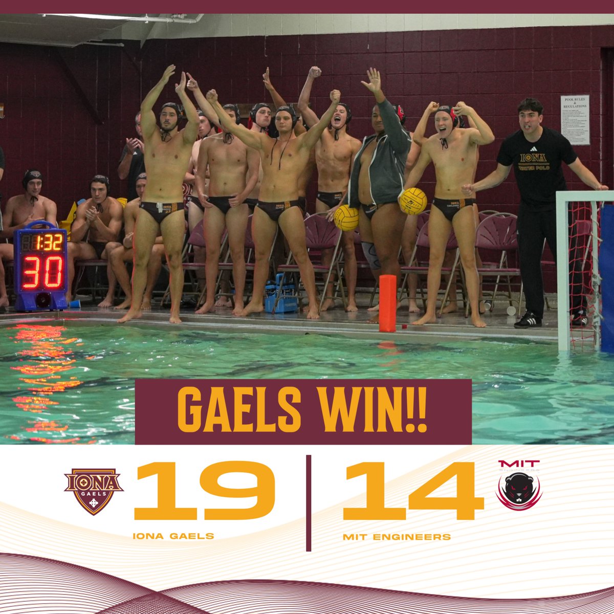 IonaGaels's tweet photo. #GAELSWIN!!!
@IonaWaterpolo downs MIT 19-14 on senior day!
#GaelNation | #IMWP https://t.co/MXUIhzCVR8