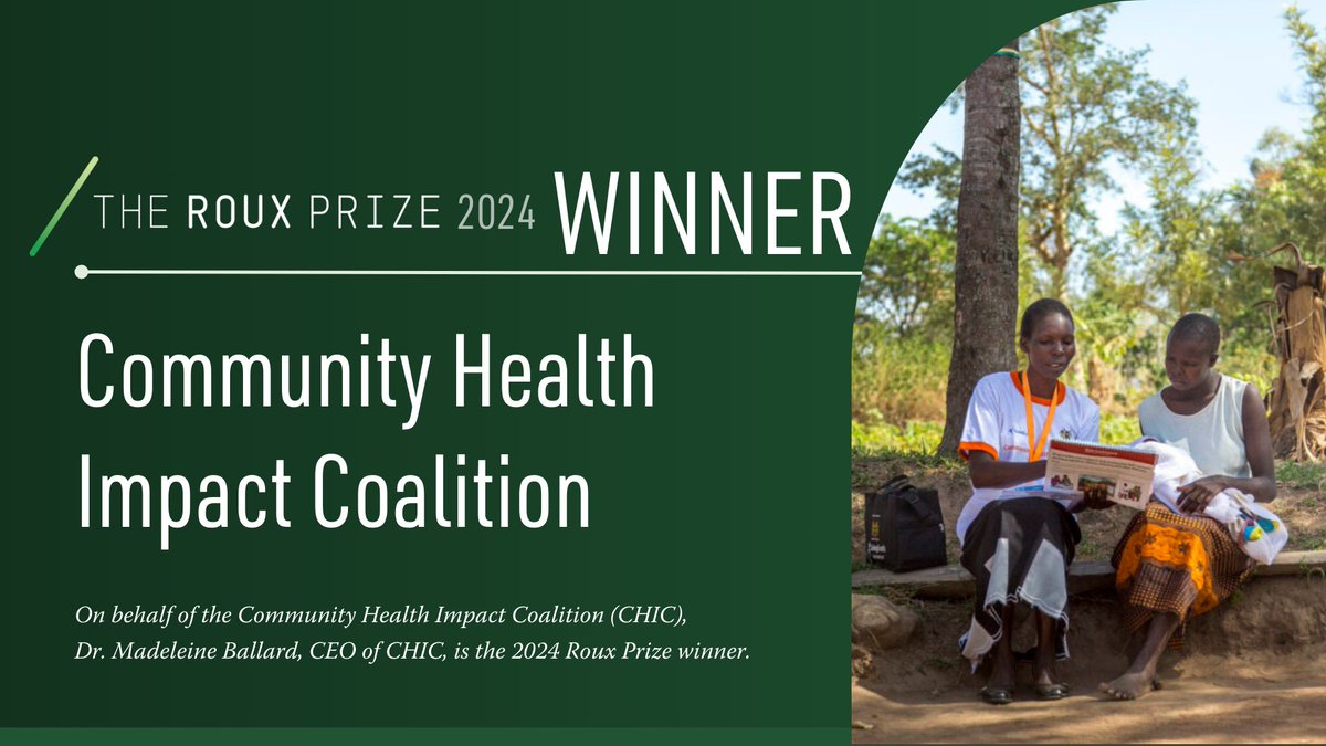 join_chic's tweet photo. This year, the #RouxPrize honors @join_chic for our shared efforts in closing health outcome gaps. The Coalition - made up of 10,000 CHW Advocates and allied healthcare organizations - is working to make #proCHWs the norm worldwide through research and advocacy. https://t.co/oHuyaA6Skc