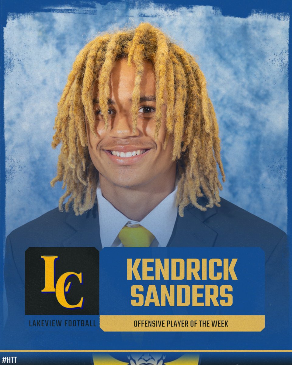 OFFENSIVE PLAYER of the WEEK IS <a href="/10kensanders/">Kendrick sanders</a> ! 
27-33
227 Passing Yards 
1 Passing Touchdown &amp; 1 Rushing TD
10 Rushes for 94 Yards! 
#RecruitLC 🔵🟡 #HTT