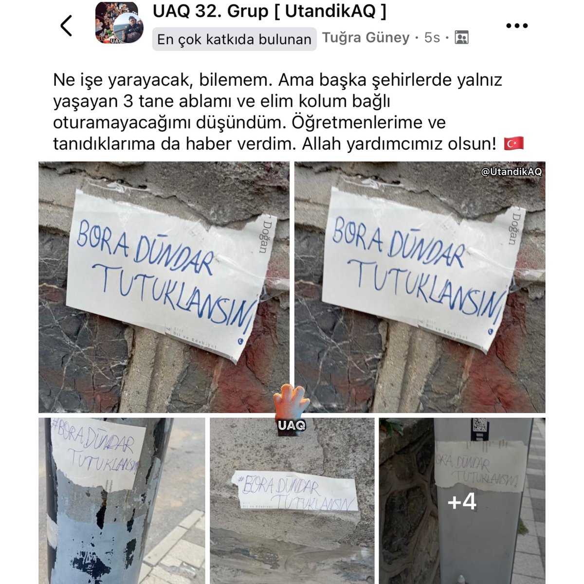uaqgrup's tweet photo. Tuğra UAQ'ın yaşı küçük üyelerinden. Henüz daha 16-17 yaşlarında bir çocuk. Normalde bu yaşdaki çoğu kişiyi gruptan banlarız ama Tuğra kardeşimizi gerçekten seviyoruz. Bugün X'de yaptığımız tag çalışmamıza destek olmak için böyle bir şey yapmış eline sağlık #boradündartutuklansın https://t.co/NEOPXlkuIE