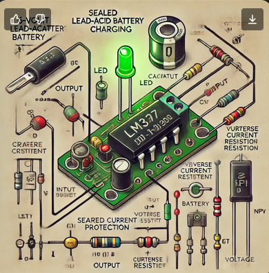 danielbhansen's tweet photo. I tried using Claude to help design a simple 6V SLA battery charging circuit with an LED indicator... and it *continually* made basic mistakes. But at least it came close. This is what ChatGPT produced as a schematic, after several 'corrections': https://t.co/RC8lPs846L