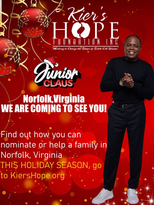 kiershope's tweet photo. @KiersHope will be coming to Norfolk, Virginia for Christmas this year to help families affected by Sickle Cell or the Trait. If you know a family that needs a helping hand this Christmas season, nominate them today! Go to https://t.co/lBBHyAAba1 #Warriors #Christmas #sicklecell https://t.co/haZQtKaFQb