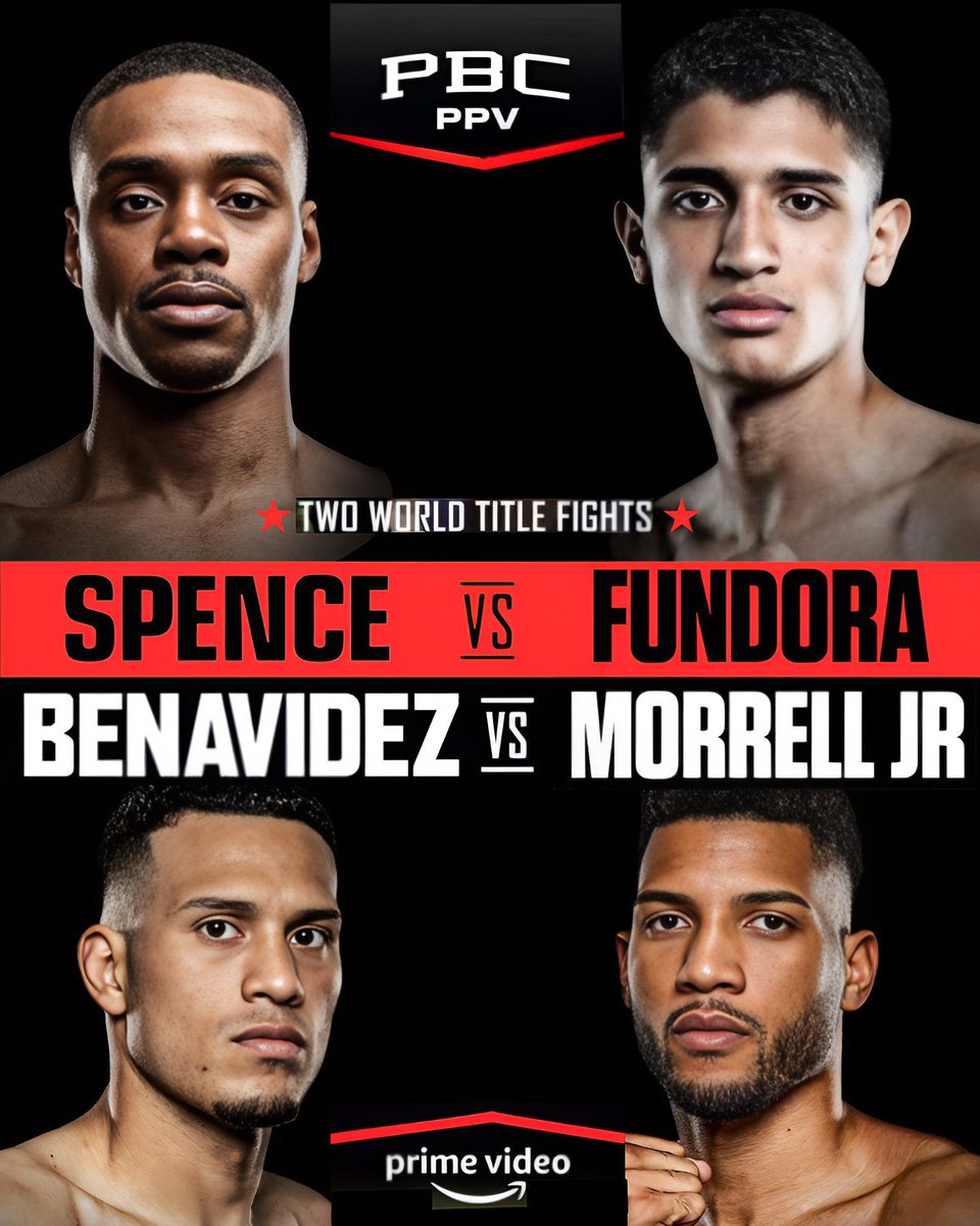 Errol Spence Jr vs Sebastian Fundora &amp; David Benavidez vs David Morrell Jr 
PPV Double-Header to take place In January 2025. 

Spence will challenge Fundora for the Super Welterweight Title. The Pay-Per-View will be distributed by <a href="/PBConPrime/">PBC on Prime</a> #SpenceFundora 🥊

📸 <a href="/MoBoxingNP/">Mo Boxing No Problem</a>
