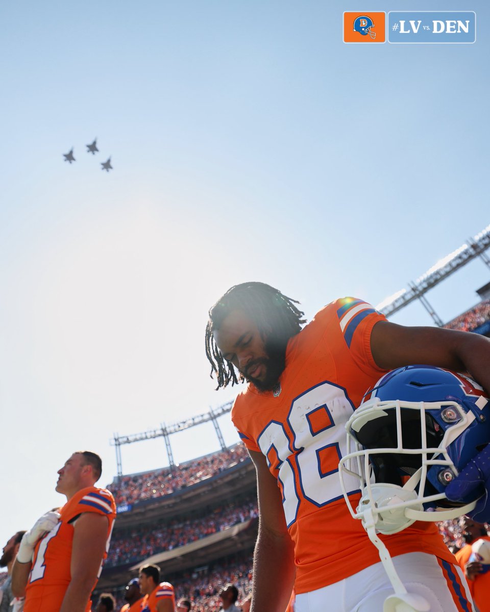 Broncos's tweet image. Thanks to the 62nd Fighter Squadron from Luke AFB for today’s #AFFlyover!