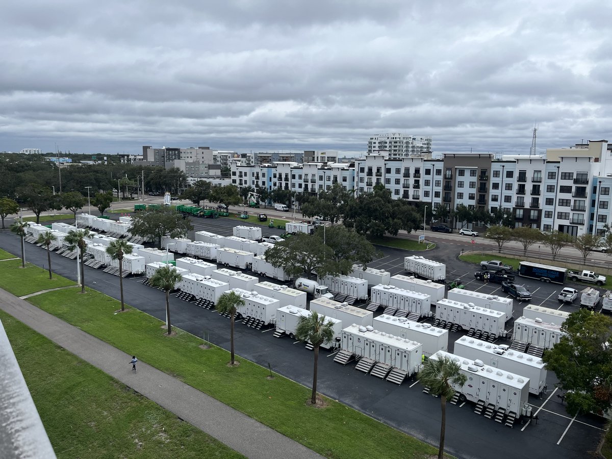 RaysBaseball's tweet photo. In preparation for #Milton, we are working with state and local emergency management partners at @TropicanaField to aid efforts for debris removal. 

Tropicana Field is NOT being used as a shelter. We encourage residents to follow @StPeteFL &amp; @PinellasGov for all storm updates. https://t.co/LKZRUL3lhQ