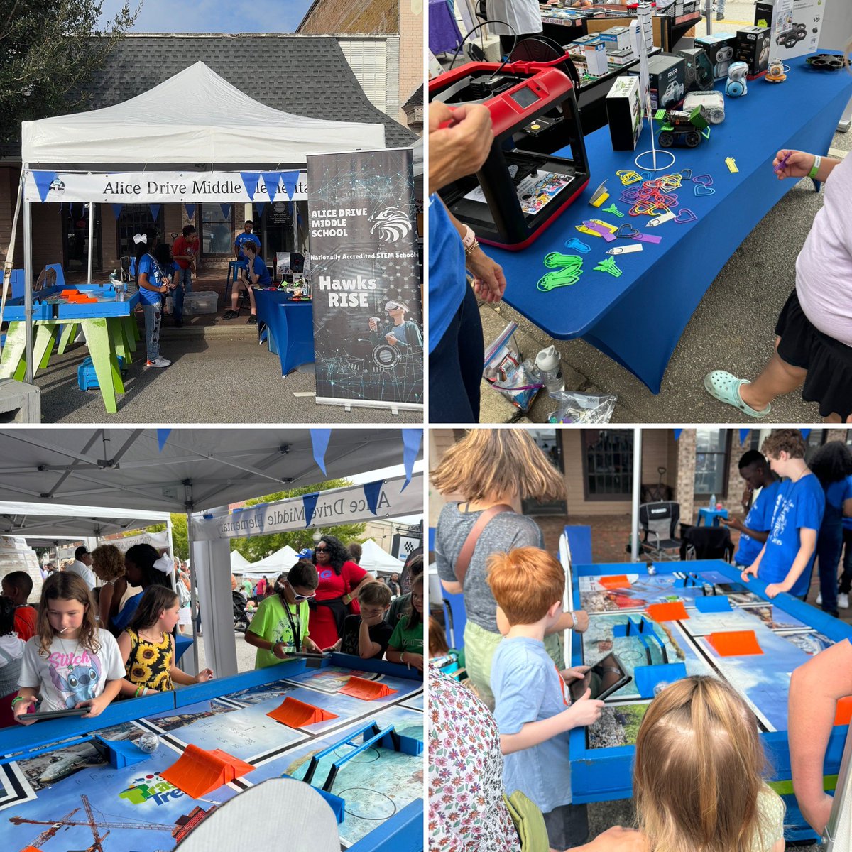 ADM_Principal's tweet photo. Alice Drive Middle enjoyed showcasing our STEM program at the eSTEAM Festival. Participants played with sphero robots, interviewed for our podcasting, and engaged in a 3D printing presentation. It was such a fun day full of exciting STEM opportunities! https://t.co/TFDo5QEaDG