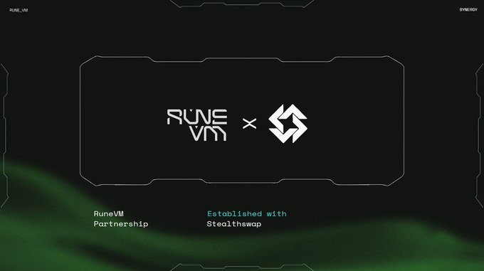 $STLTH X $RUNEVM 

We're just getting started! StealthSwap has officially partnered with <a href="/RuneVMChain/">RuneVM</a>. Once V1 of the swap is live, they'll be featured prominently on our platform.

<a href="/RuneVMChain/">RuneVM</a> utilizes zkSync to enable scalable dApps and smart contracts on Bitcoin, using BTC as