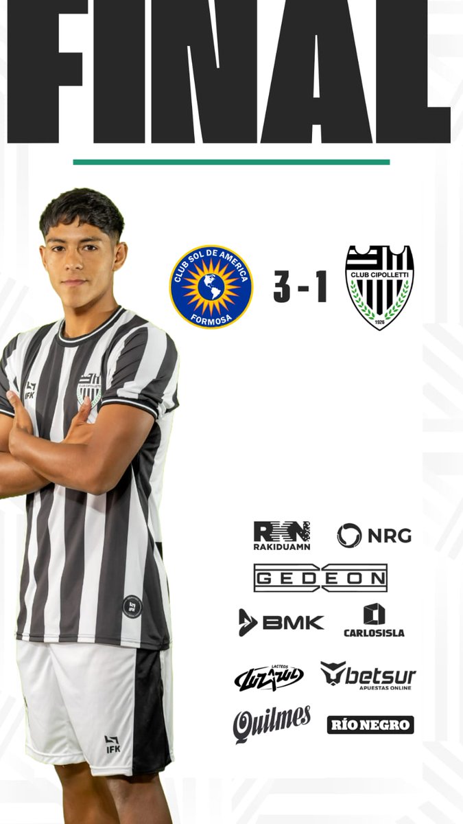 #FederalA ⚽️

✅️ Cipolletti finalizó su participación en el Federal A. 

👉 Gracias a sponsor, socios, hinchas y prensa por acompañarnos y apoyarnos una nueva temporada.

#vamosCipo 🖤🤍🖤