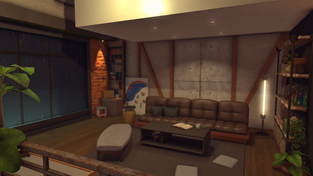 RedderDecor's tweet photo. (S) Overcast 🌧️

A soft blend of industrial grit and modern style, coming together in a calming living space.

#FF14Housing #FF14ハウジング #FF14📷 #hgxiv #FFXIV #HousingEden https://t.co/l5CklSXeUa