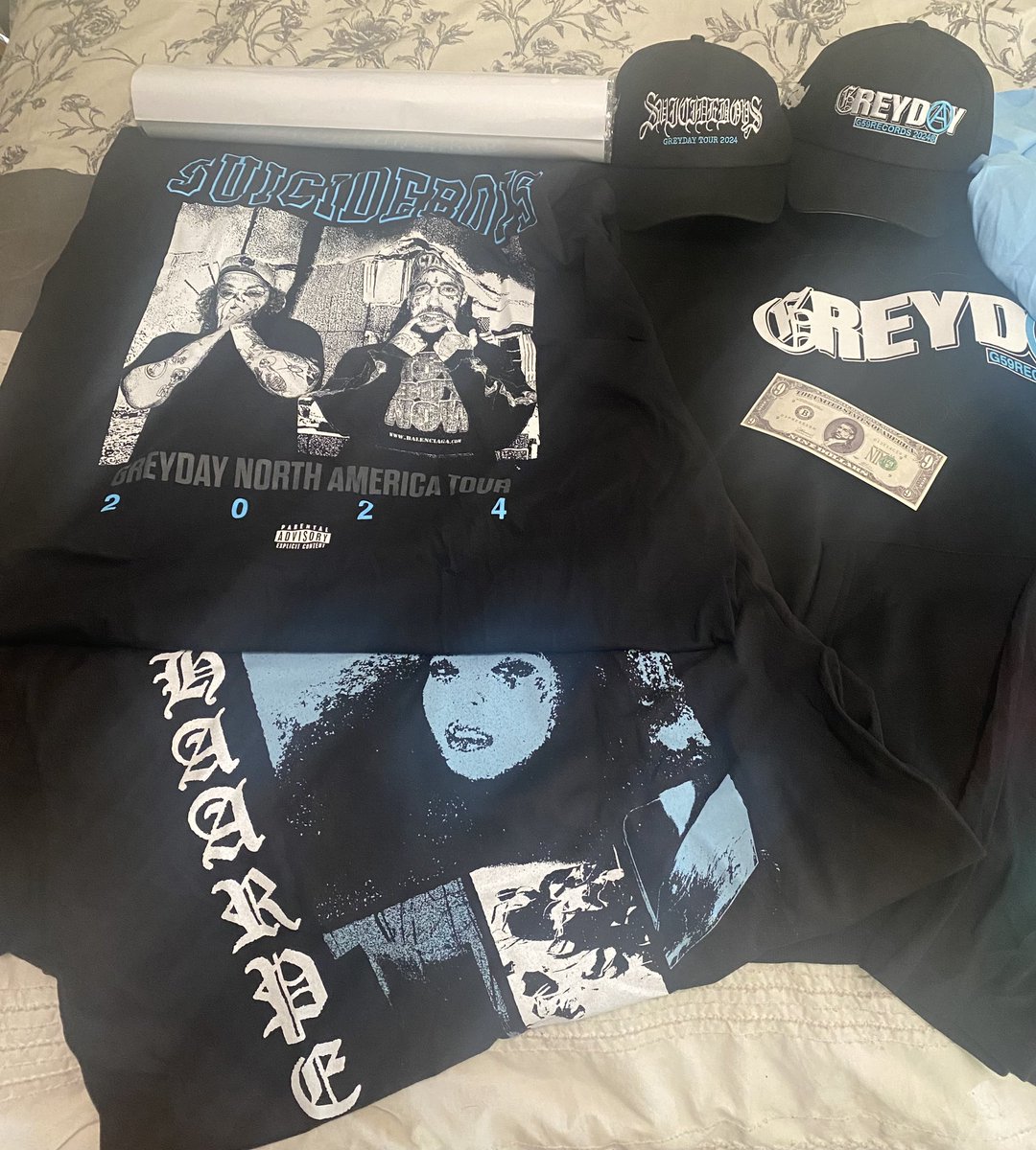 Bashing_'s tweet image. My Greyday merch damage!!! I’m happy with what I was able to get and the quality is really good! 👌 also got a poster! 🙌