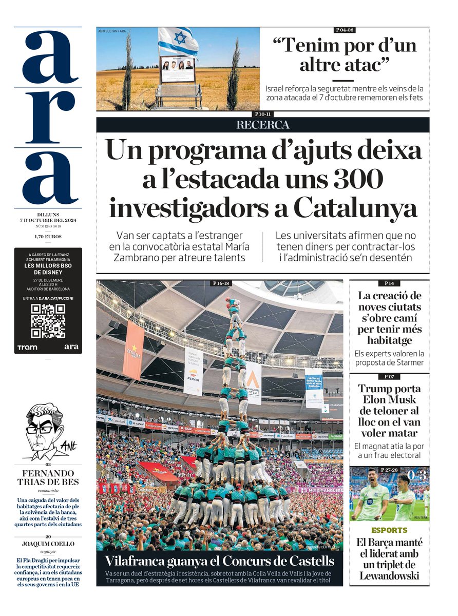 Aquí teniu la nostra portada d’aquest dilluns i, en PDF, el diari que d'aquí a unes hores trobareu al quiosc ara.cat/hemeroteca/