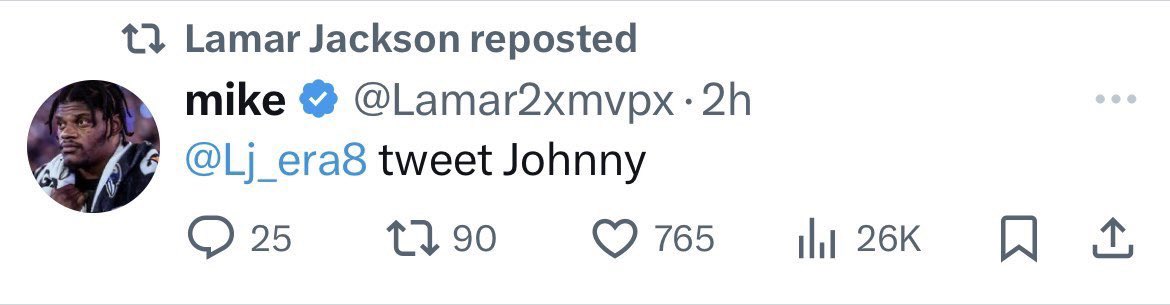 koestreicher34's tweet photo. The Ravens are 3-0 since Lamar Jackson retweeted Johnny https://t.co/oC4keUdZOv