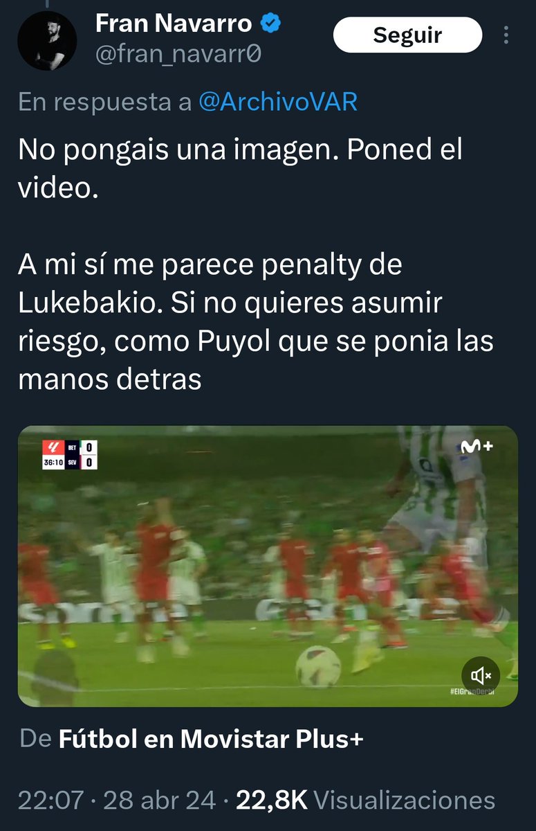 BoniAgain's tweet photo. Venga al carajo @fran_navarr0 

Qué sabes muy bien a quien ganarte y a quien engañar.

Lo de Lukebakio era penalti? Tú ni tienes vergüenza ni la has visto de refilón. No ha pasado ni por tu calle, churrita. https://t.co/1NSWfsgaUZ