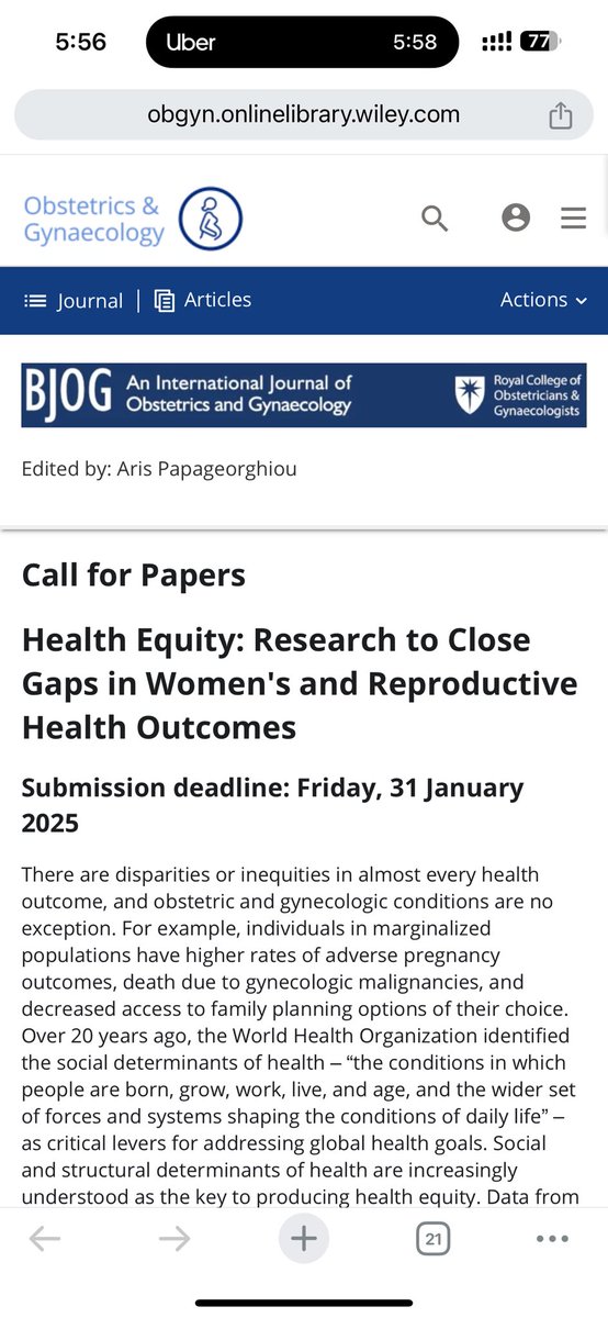 Special issue on health equity on closing the gaps in women’s health in BJOG submissions due Jan 31! obgyn.onlinelibrary.wiley.com/hub/journal/14…