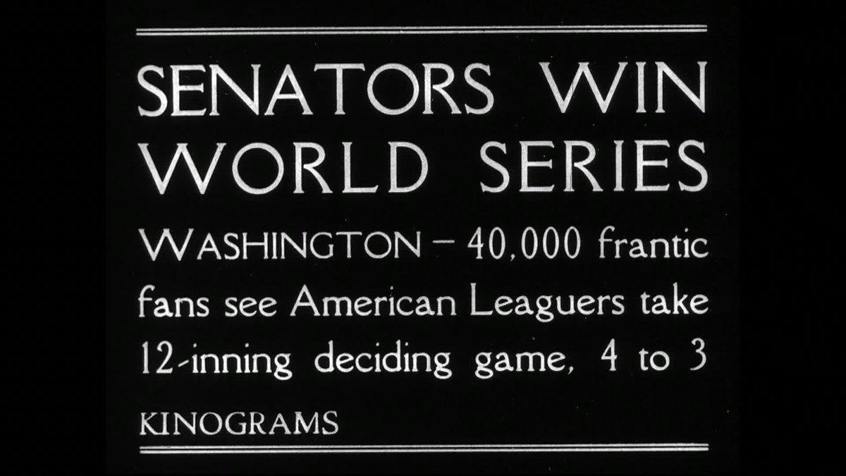 dtlawson's tweet photo. In 2014 a piece of lost media became found again: A nitrate film newsreel was found in a Worcester, Massachusetts attic containing footage of Game 7 of the 1924 World Series. The only Washington Senators championship. An event that happened 100 years ago in DC. https://t.co/MUiAHnSLuK