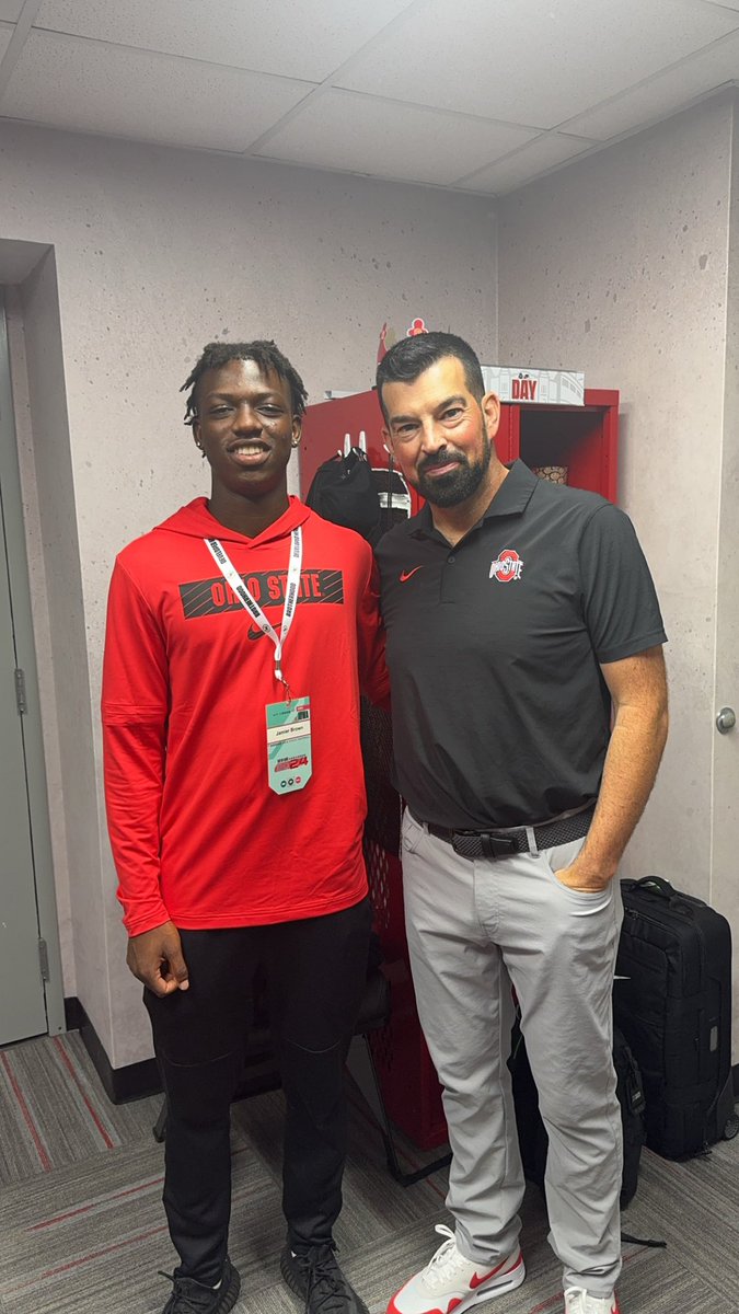jam1erbrown's tweet photo. I had a great time yesterday at The Shoe thank you to all the coaches for having me ❤️🩶 #GoBucks https://t.co/f0ZgaSqPUh
