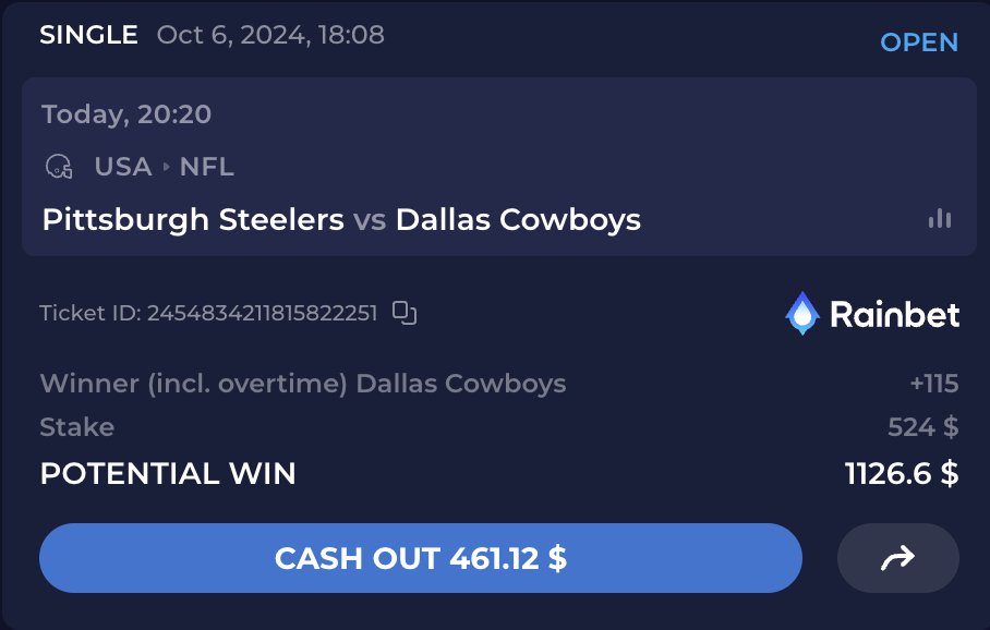Dov Kleiman (@nfl_dovkleiman) on Twitter photo If the #Cowboys beat the #Steelers tonight, I'll send $100 to someone who likes/RTs and comments.
Bet placed on <a href="/rainbetcom/">Rainbet.com</a>.
Place a sports bet in the next three days using my code "Dov" and get a 15% free bet ⬇️
rainbet.com/?r=dov If the #Cowboys beat the #Steelers tonight, I'll send $100 to someone who likes/RTs and comments.
Bet placed on <a href="/rainbetcom/">Rainbet.com</a>.
Place a sports bet in the next three days using my code "Dov" and get a 15% free bet ⬇️
rainbet.com/?r=dov