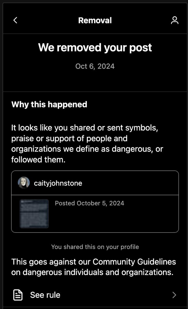Instagram is just straight up censoring political speech that's critical of US foreign policy. It has deleted screenshots of these two tweets criticizing the US-Israeli assault on Lebanon, because the US government says Hezbollah is a "terrorist organization" and therefore any