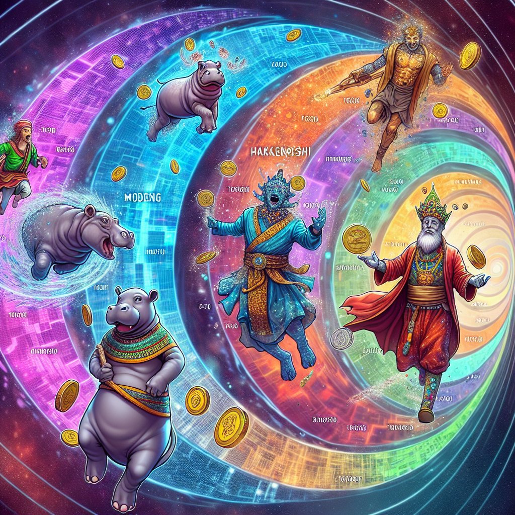Pump_Radar's tweet photo. Enter the crypto vortex! 🌌 Watch as Moodeng the hippo dives into the digital world 🦛✨, joined by kingly Hakhamaneshi 👑, jester StultusCoin 🤡, savvy Puku 🌐, and heroic T-GUARD 🦸‍♂️. Which token speaks to you on @ton_blockchain via @wontondotfun? #TONCrypto #CryptoCulture https://t.co/ovj8lQwR3h