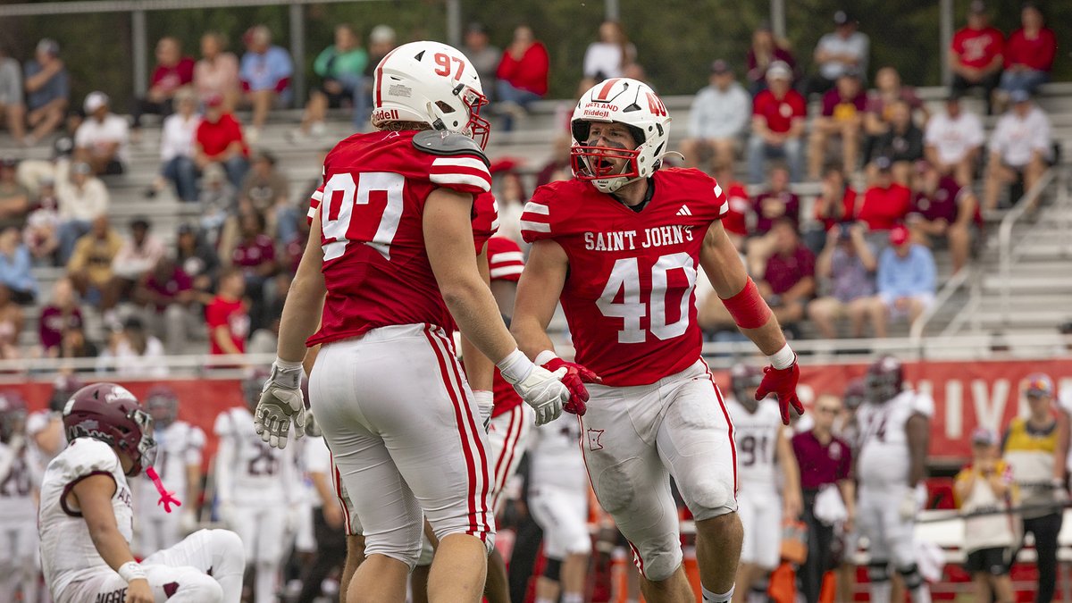 Saint John's Athletics (@sjujohnnies) on Twitter photo POLL UPDATE: <a href="/SJUFootball/">Johnnie Football</a> vaulted two spots to No. 3 in tonight's <a href="/d3football/">D3football.com</a> Top 25 poll!
RELEASE: gojohnnies.com/news/2024/10/6…
#GoJohnnies #d3fb POLL UPDATE: <a href="/SJUFootball/">Johnnie Football</a> vaulted two spots to No. 3 in tonight's <a href="/d3football/">D3football.com</a> Top 25 poll!
RELEASE: gojohnnies.com/news/2024/10/6…
#GoJohnnies #d3fb